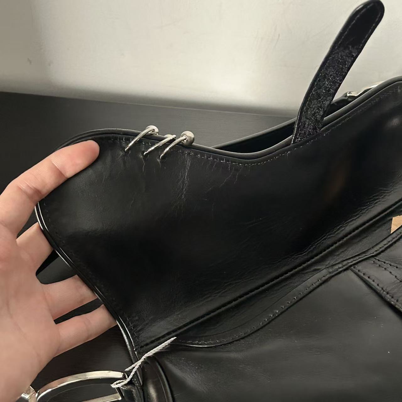 DIOR PUNK HARDCORE BLACK LEATHER SADDLE BAG