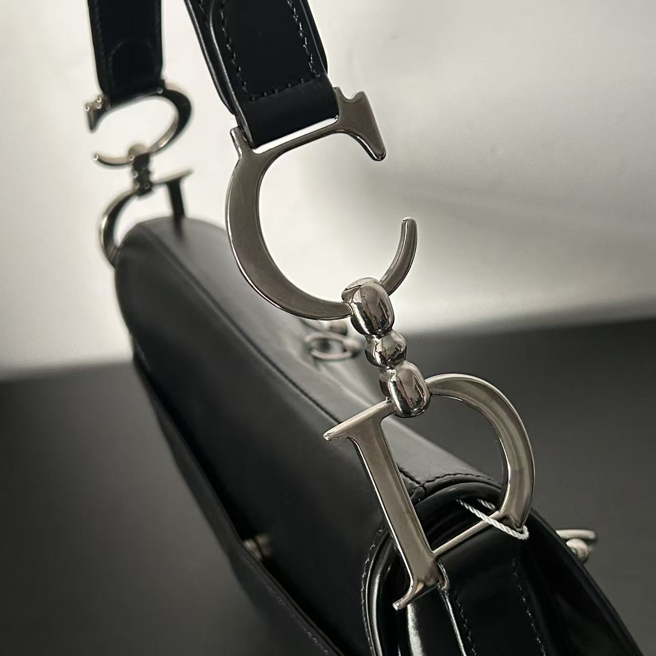 DIOR PUNK HARDCORE BLACK LEATHER SADDLE BAG