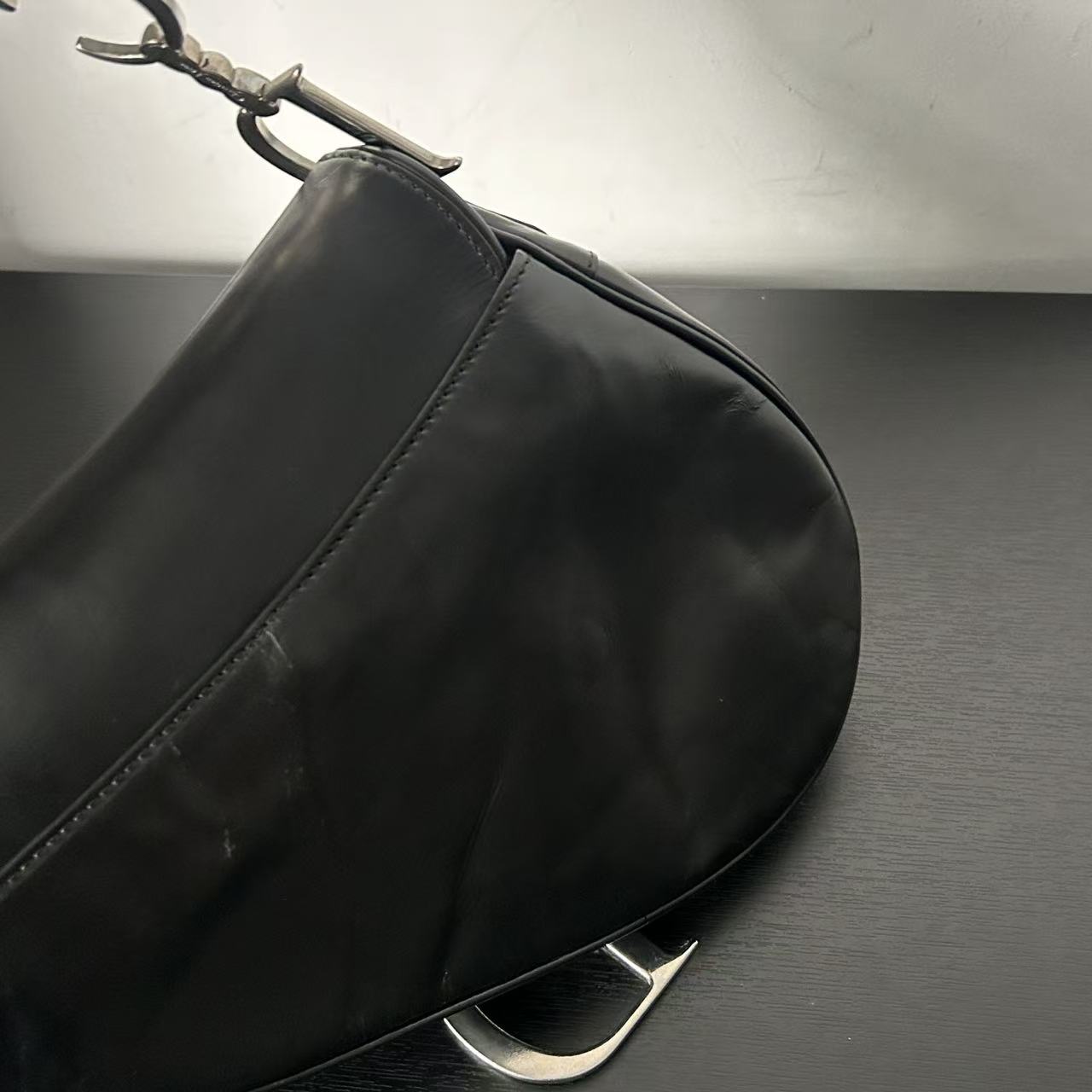 DIOR PUNK HARDCORE BLACK LEATHER SADDLE BAG