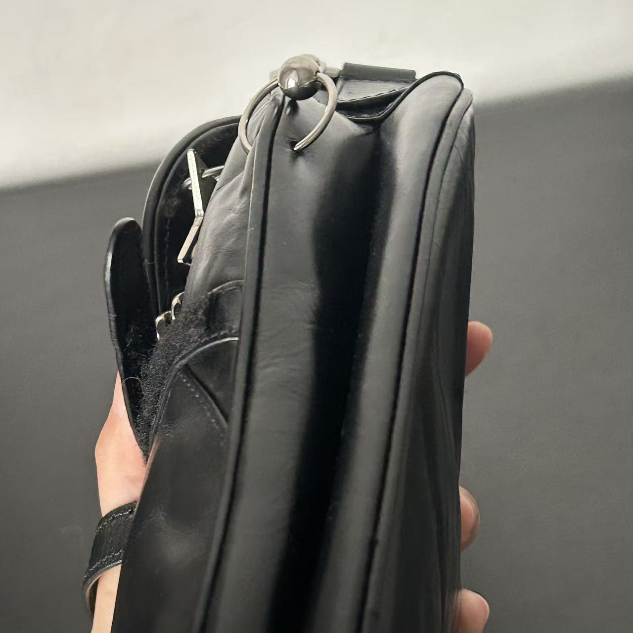 DIOR PUNK HARDCORE BLACK LEATHER SADDLE BAG