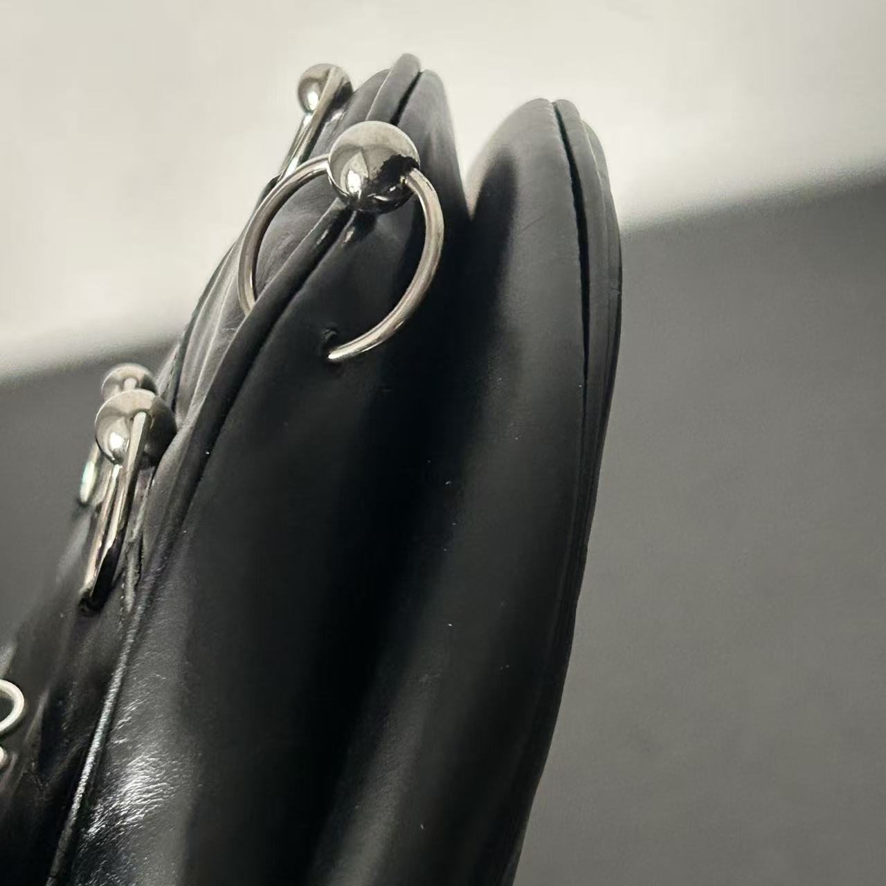DIOR PUNK HARDCORE BLACK LEATHER SADDLE BAG