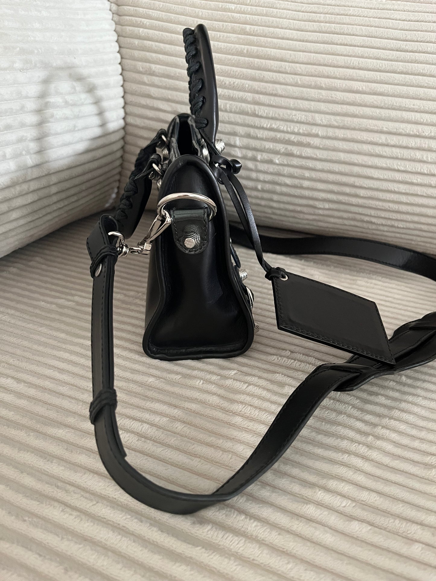 BALENCIAGA BLACK LEATHER MINI CITY BAG