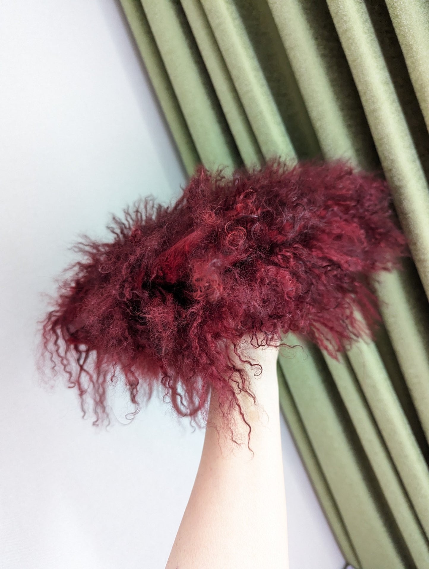 FENDI RED FUR CROCODILE BAGUETTE BAG