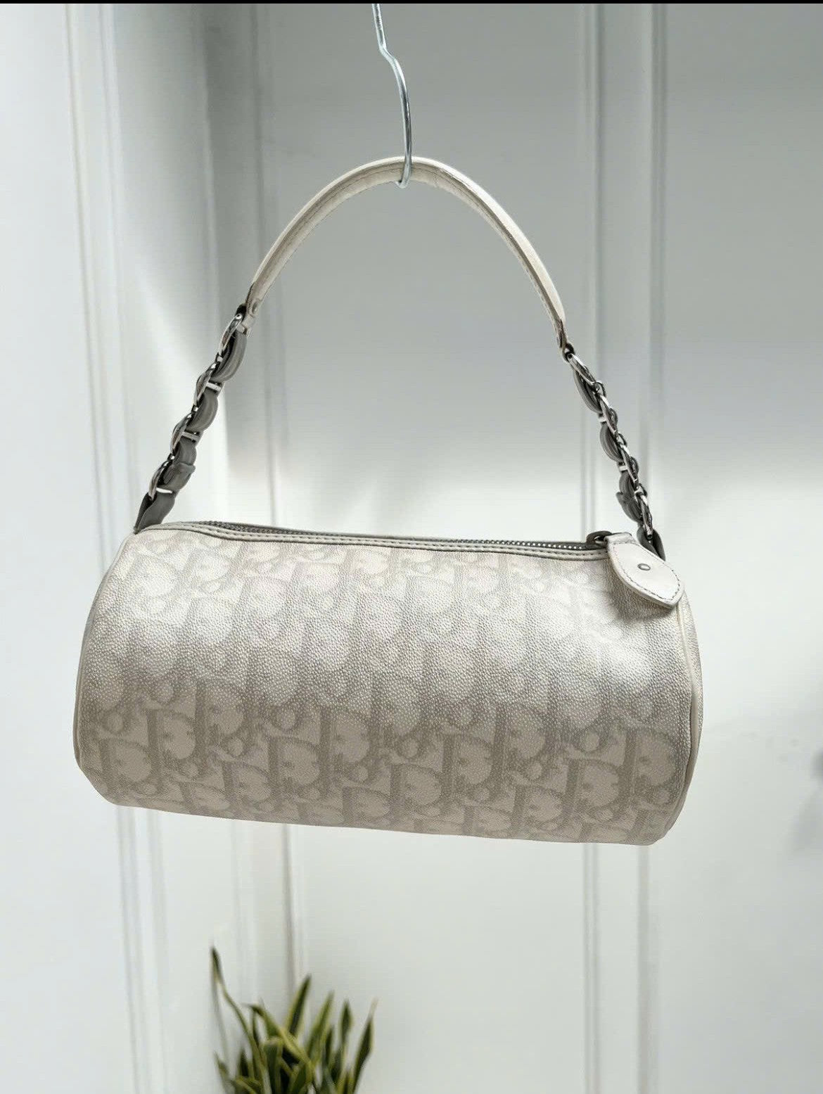 DIOR GREY MONOGRAM GIRLY ROMANTIQUE TROTTER BAG