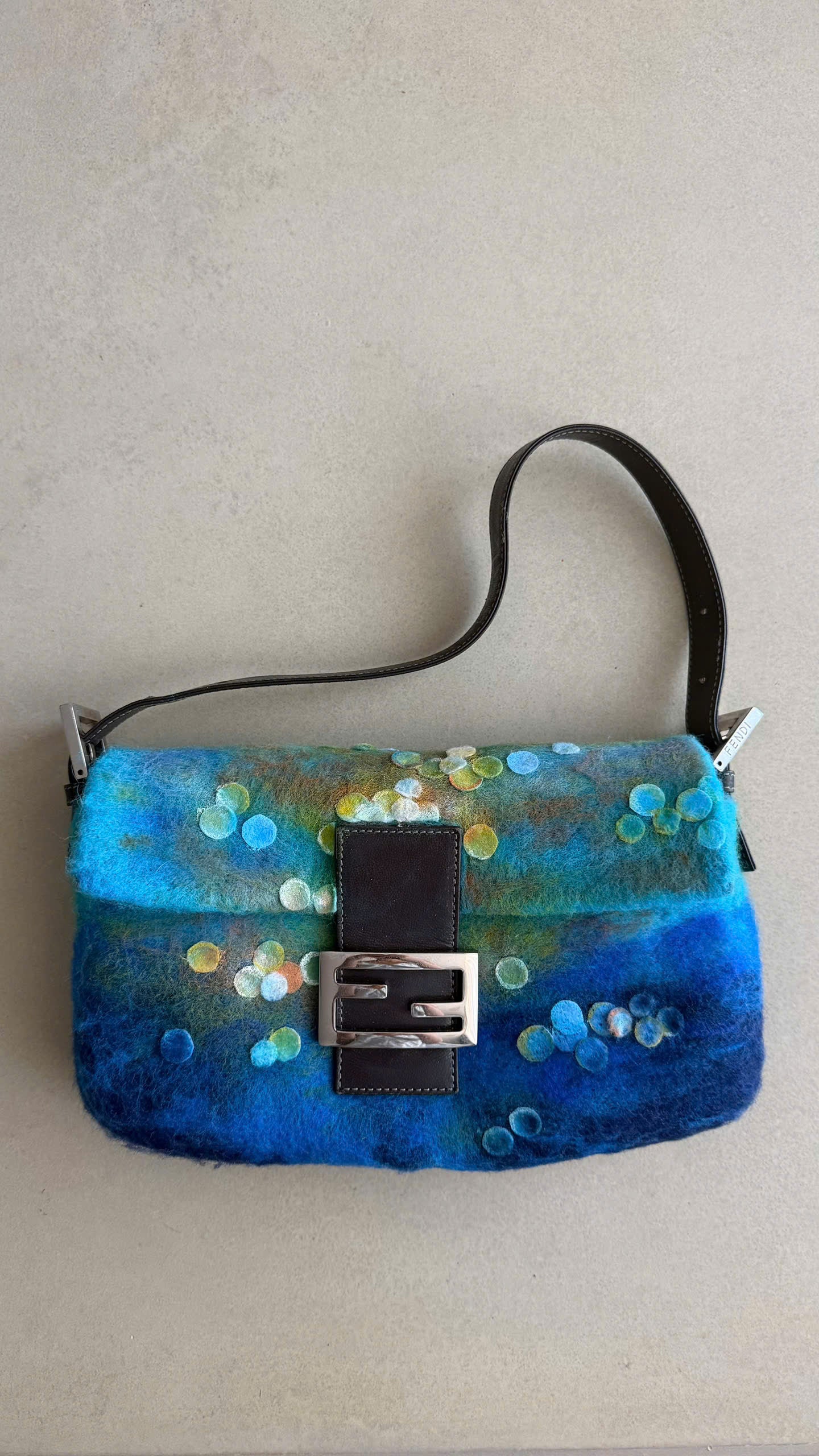 FENDI WOOL FELT CRAFTED BAGUETTE