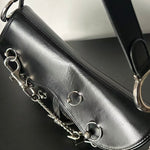 DIOR PUNK HARDCORE BLACK LEATHER SADDLE BAG