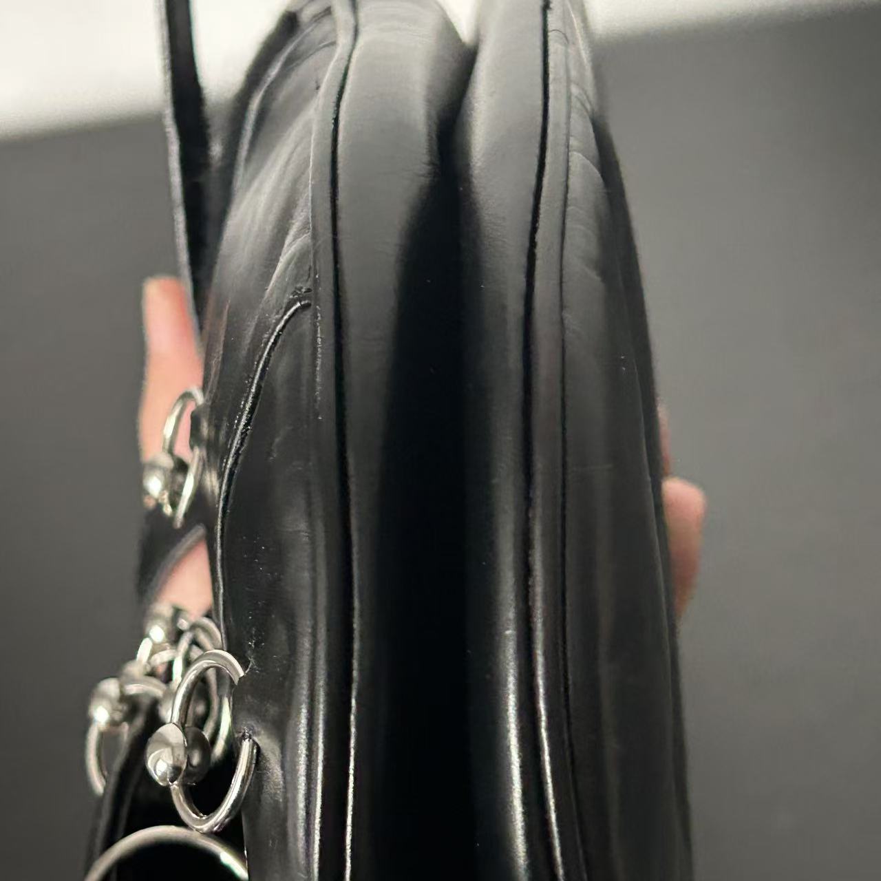 DIOR PUNK HARDCORE BLACK LEATHER SADDLE BAG