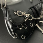 DIOR PUNK HARDCORE BLACK LEATHER SADDLE BAG
