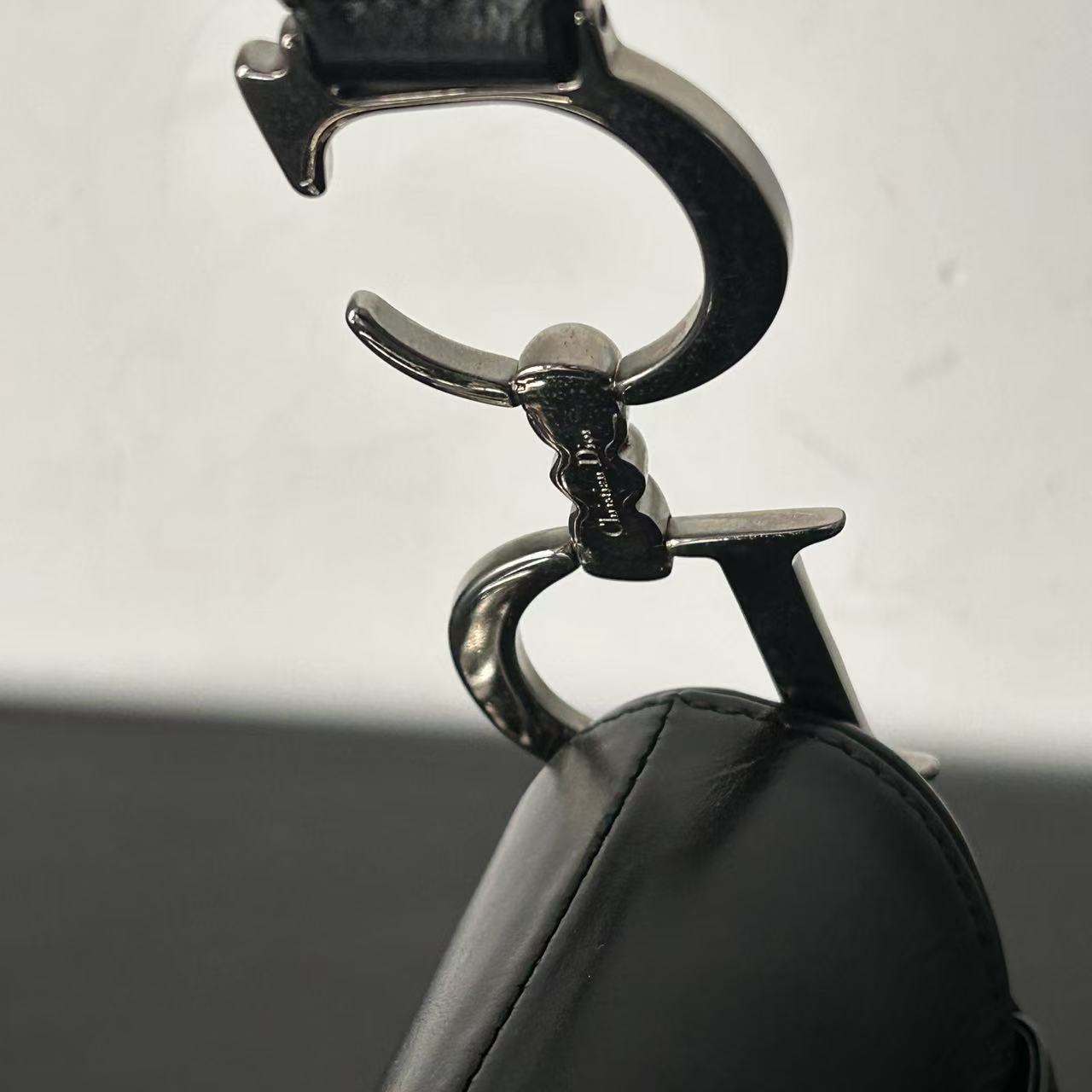 DIOR PUNK HARDCORE BLACK LEATHER SADDLE BAG