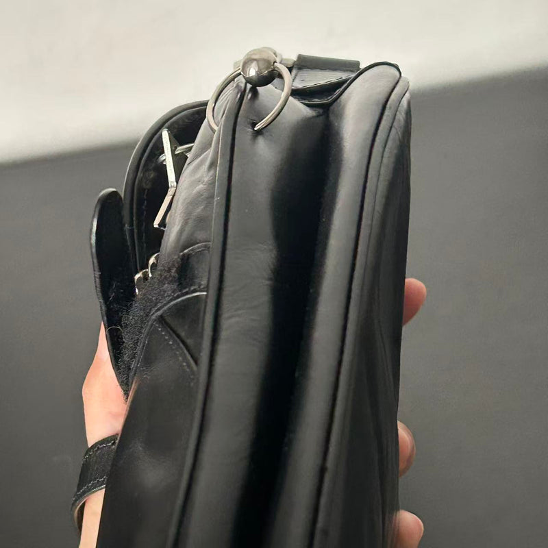 DIOR PUNK HARDCORE BLACK LEATHER SADDLE BAG