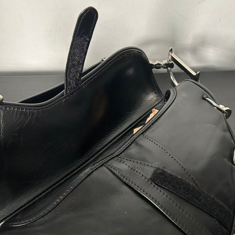 DIOR PUNK HARDCORE BLACK LEATHER SADDLE BAG