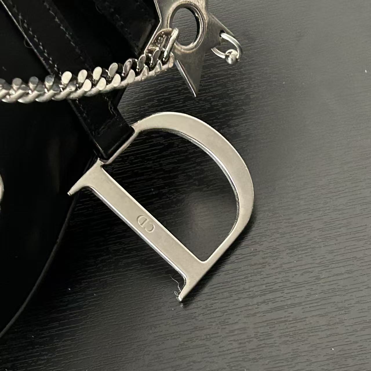 DIOR PUNK HARDCORE BLACK LEATHER SADDLE BAG