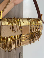 FENDI BAGUETTE GOLD BEADED YELLOW BAG