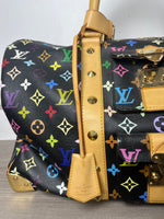 LOUIS VUITTON BLACK MURAKAMI MONOGRAM KEEPALL 45 TRAVEL BAG