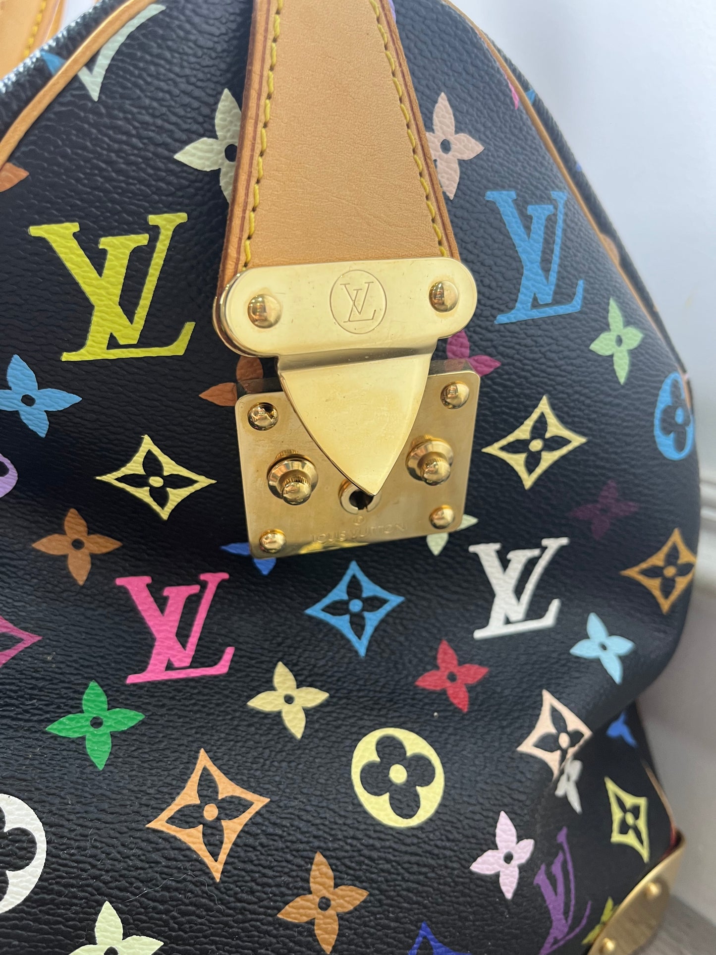 LOUIS VUITTON BLACK MURAKAMI MONOGRAM KEEPALL 45 TRAVEL BAG