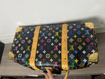 LOUIS VUITTON BLACK MURAKAMI MONOGRAM KEEPALL 45 TRAVEL BAG