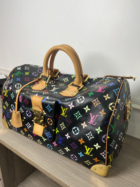 LOUIS VUITTON BLACK MURAKAMI KEEPALL 40 TRAVEL BAG