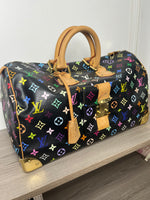 LOUIS VUITTON BLACK MURAKAMI KEEPALL 40 TRAVEL BAG