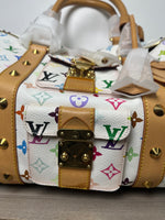LOUIS VUITTON WHITE MURAKAMI KEEPALL 45 TRAVEL BAG