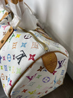LOUIS VUITTON WHITE MURAKAMI KEEPALL 45 TRAVEL BAG