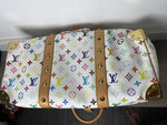 LOUIS VUITTON WHITE MURAKAMI KEEPALL 45 TRAVEL BAG