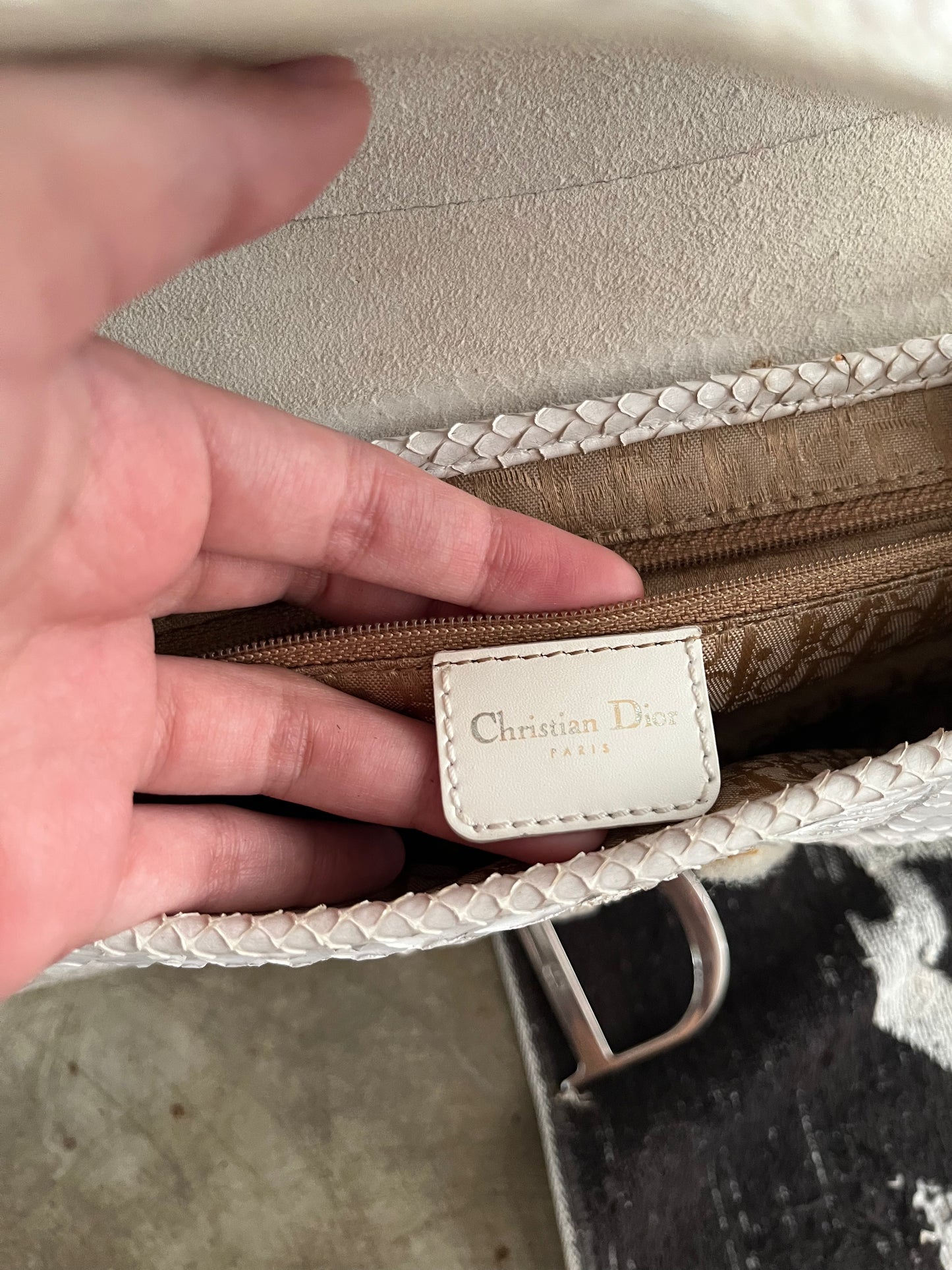 DIOR SNAKE SKIN SADDLE BAG