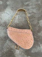 DIOR PINK OSTRICH SADDLE BAG