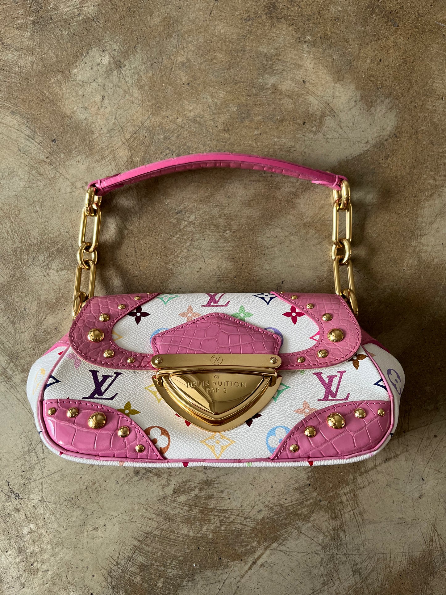 LOUIS VUITTON PINK CROCODIE MARILYN BAG