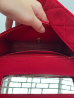 CHANEL HANDBAG IN RED CANVAS FLAP BAG