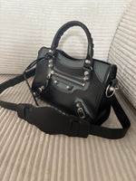 BALENCIAGA BLACK LEATHER MINI CITY BAG