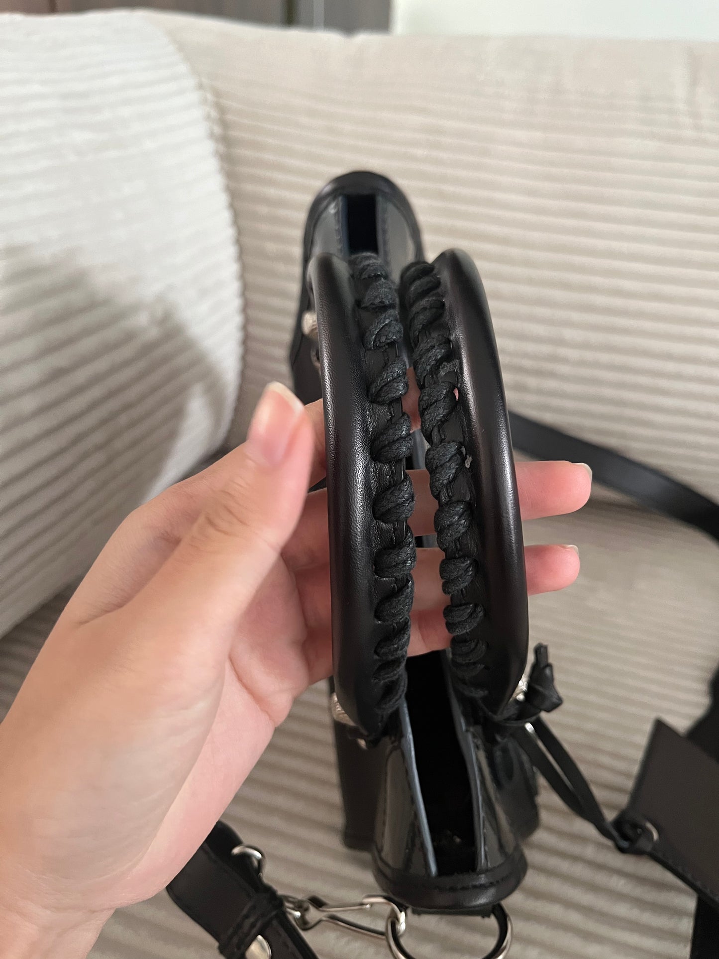 BALENCIAGA BLACK LEATHER MINI CITY BAG