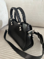 BALENCIAGA BLACK LEATHER MINI CITY BAG