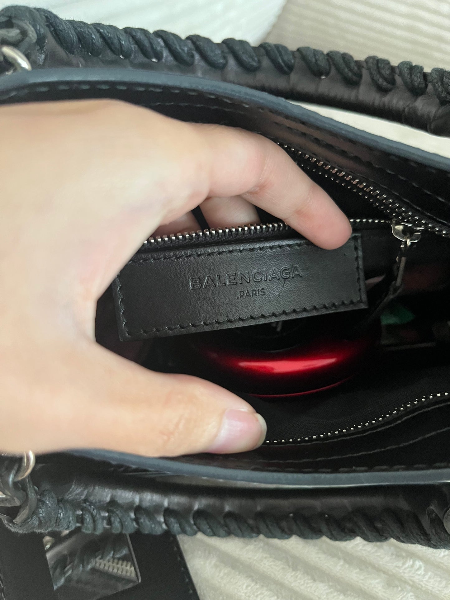BALENCIAGA BLACK LEATHER MINI CITY BAG