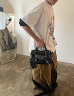 BALENCIAGA BLACK LEATHER MINI CITY BAG