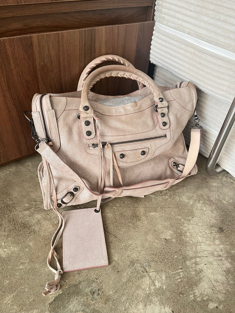 BALENCIAGA ROSA GLITTER NEIMAN MARCUS CITY BAG