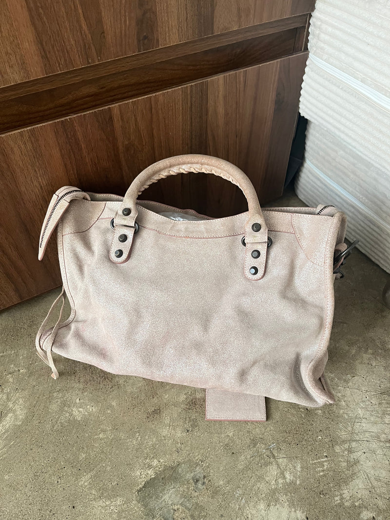 BALENCIAGA ROSA GLITTER NEIMAN MARCUS CITY BAG