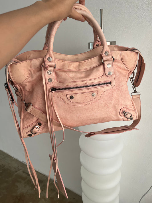 BALENCIAGA PINK DIRTY CITY BAG
