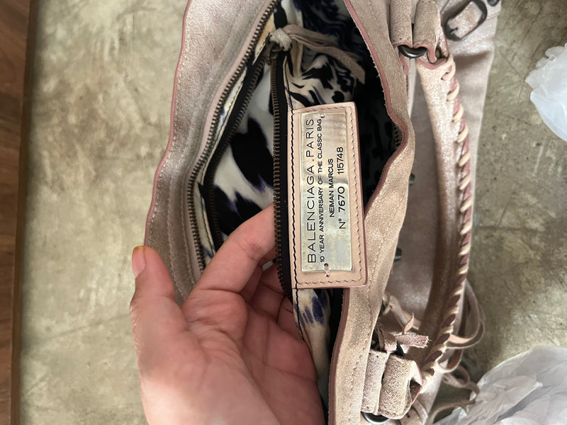 BALENCIAGA ROSA GLITTER NEIMAN MARCUS CITY BAG