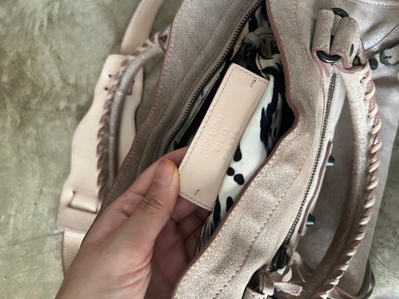BALENCIAGA ROSA GLITTER NEIMAN MARCUS CITY BAG