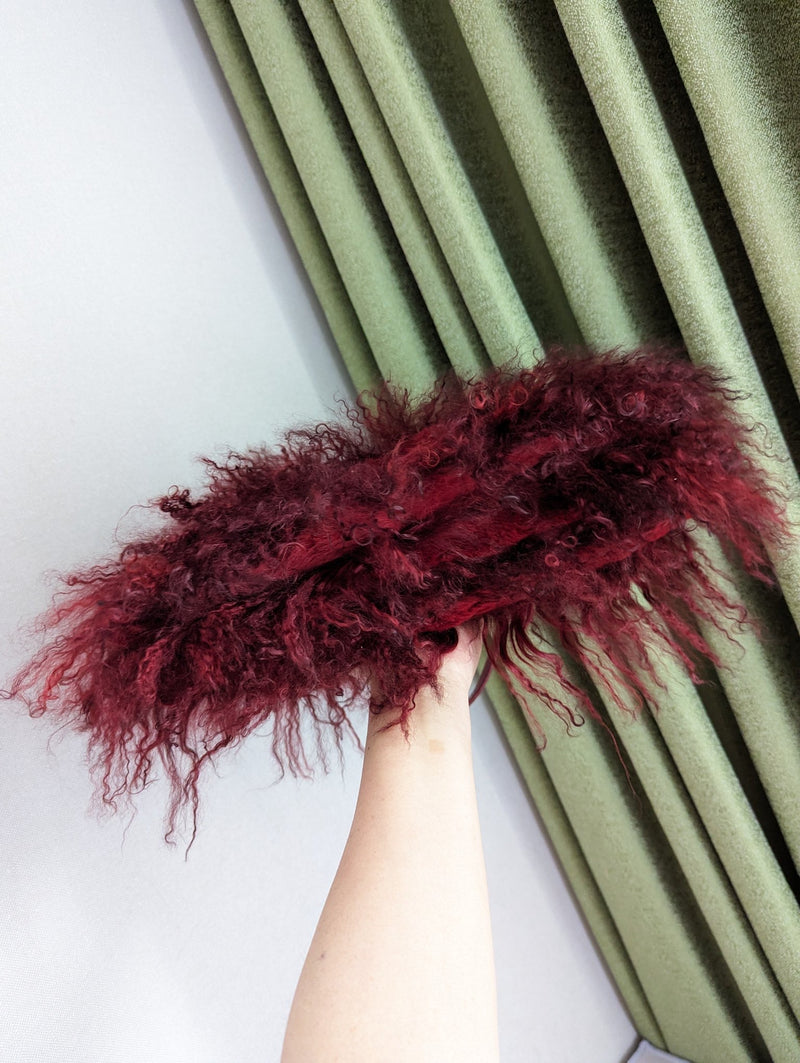 FENDI RED FUR CROCODILE BAGUETTE BAG