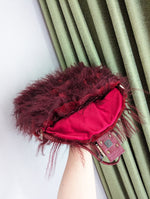 FENDI RED FUR CROCODILE BAGUETTE BAG