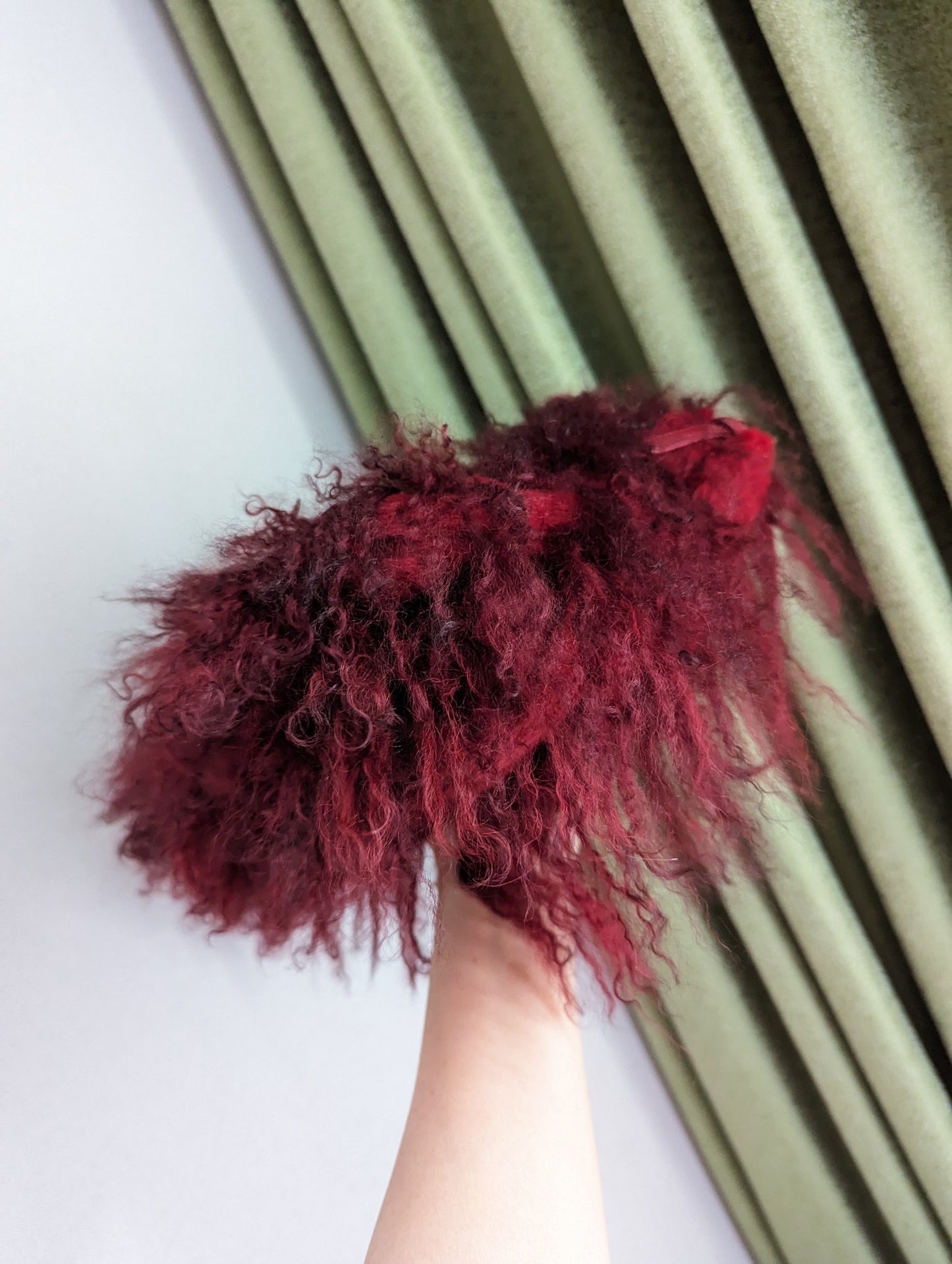 FENDI RED FUR CROCODILE BAGUETTE BAG