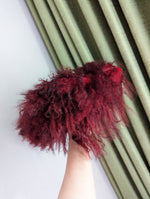 FENDI RED FUR CROCODILE BAGUETTE BAG