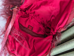 FENDI RED FUR CROCODILE BAGUETTE BAG