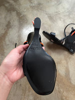 PRADA FLAME FIRE BLACK ORANGE HEELS