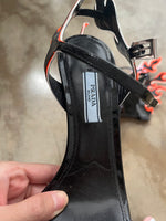 PRADA FLAME FIRE BLACK ORANGE HEELS