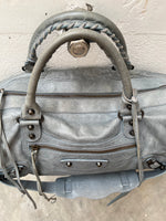 BALENCIAGA TWIGGY GREY BLUE LEATHER HANDBAG