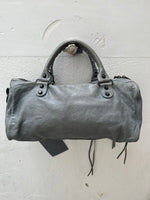 BALENCIAGA TWIGGY GREY BLUE LEATHER HANDBAG