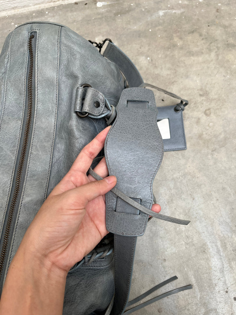 BALENCIAGA TWIGGY GREY BLUE LEATHER HANDBAG