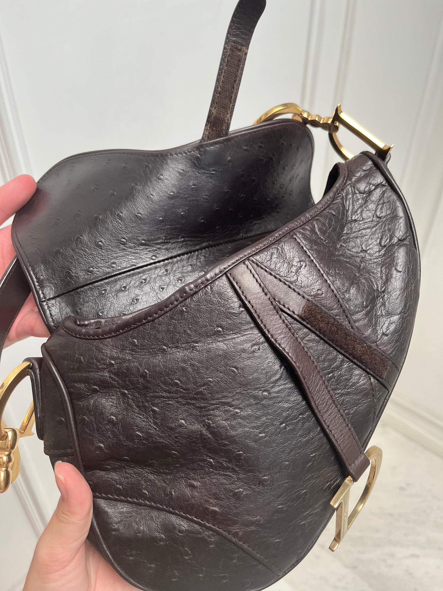 DIOR OSTRICH SADDLE BAG